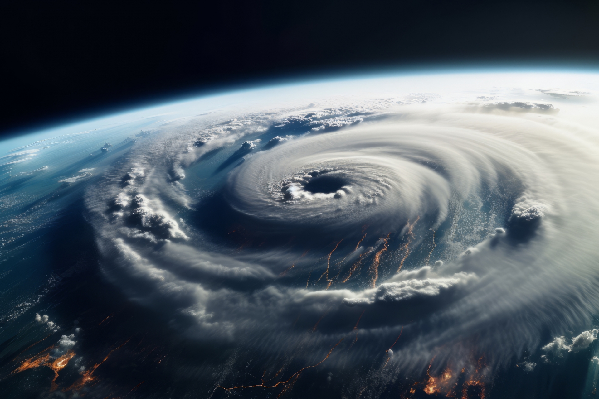 宇宙からみた台風の画像