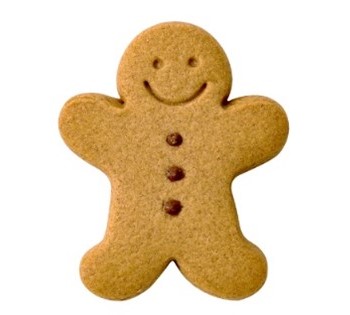 ジンジャーブレッドマンクッキーの写真。笑顔の人の形をかたどったクッキーです